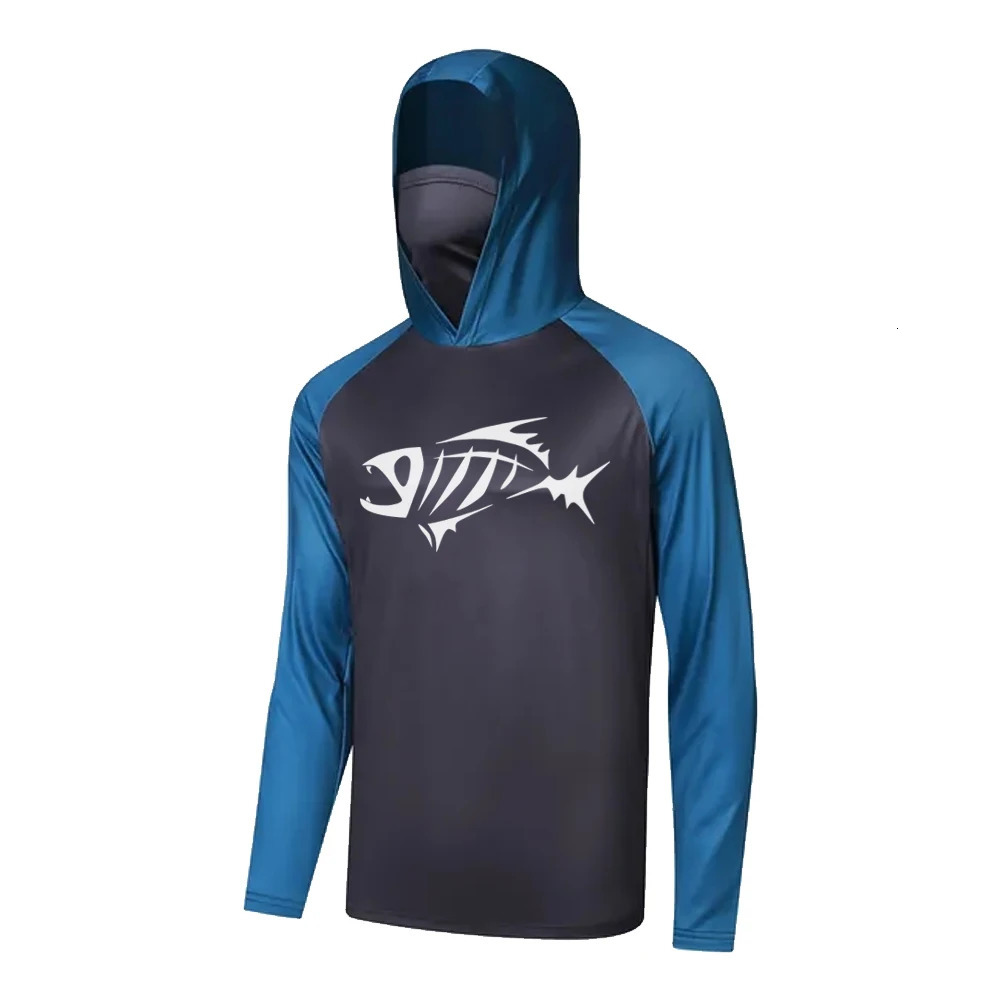 Masked fishing hoodie mens long sleeved sweater moisture resistant Uv fishtail suit 241127