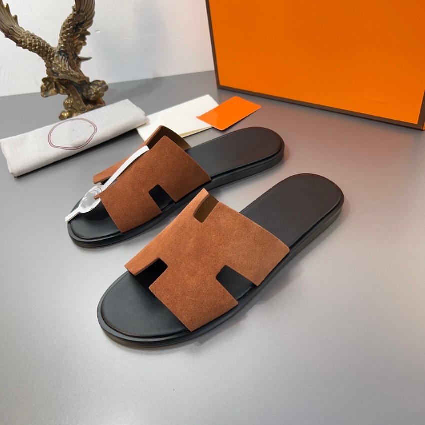 New Designer Sandals Luxury Women's Orange Slippers Summer Leisure Fashion Men's Genuine Leather Vacation Beach Slippers