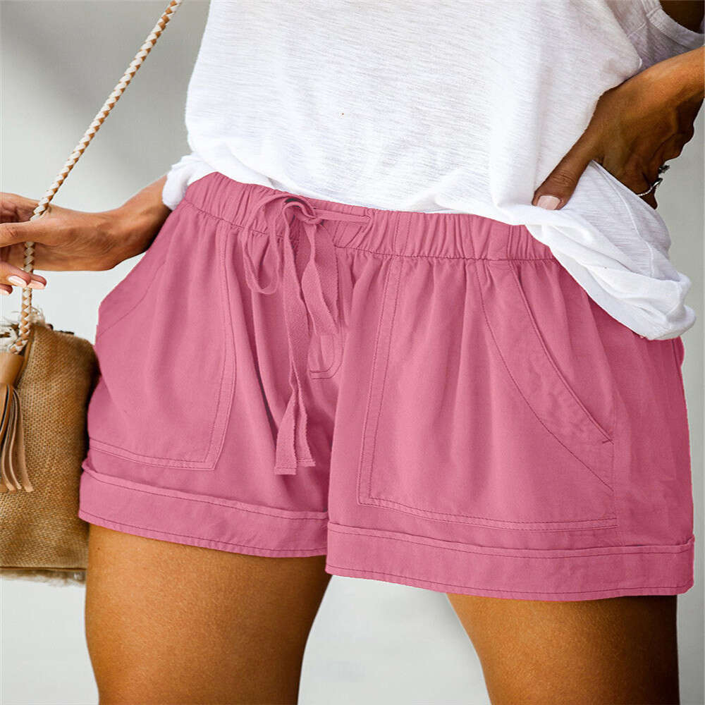 Casual Wide Leg Loose Shorts For Summer, New European American Women's High Waist And Tight Ties, Trendy Clothing With Fashionable Temperament B3