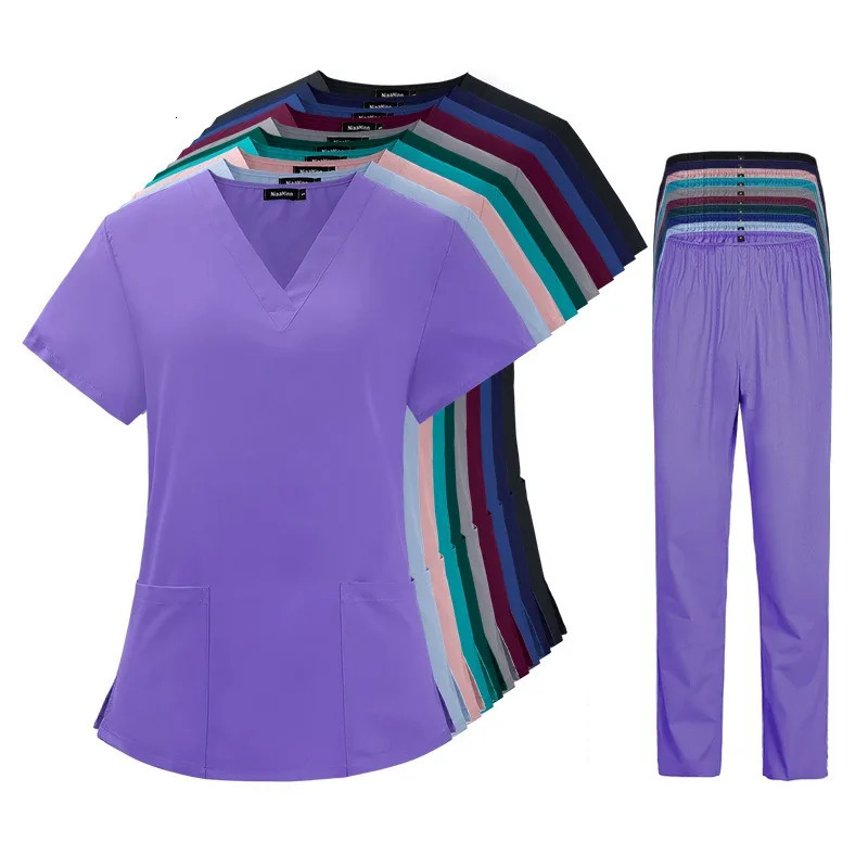 Spa Doctor Nursing Tunic Suit Uniforms Woman Scrub Set Nurse Beauty Salon Workwear Clinical Scrubs Top Pant 241120