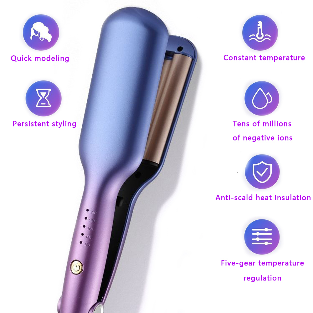 0.6 Inch / 16Mm 3 Barrel Waver Beach Waves Curg Iron Ceramic Hair Crimper Wave Curler Tool With 5 Adjustable Temperature