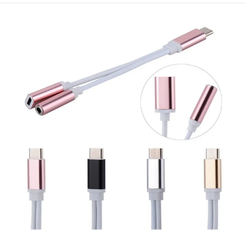 USB Type-C To 3.5mm Jack AUX Headphone Audio Splitter Converter Adapter Cable for Note 10 20 S20 Ultar S21 Galaxy Z Fold 2 Flip mobile Phone