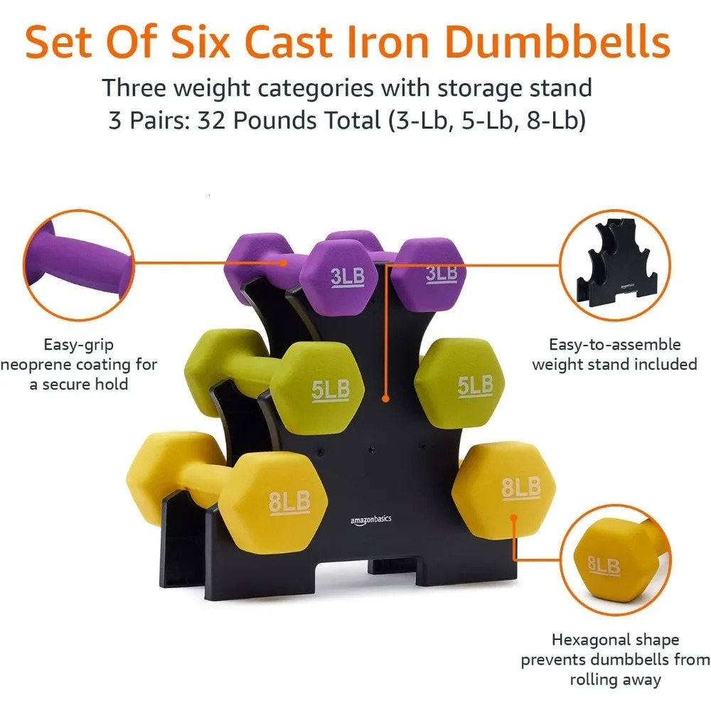 Neoprene coated hexagonal training dumbbell hand weight set 241127