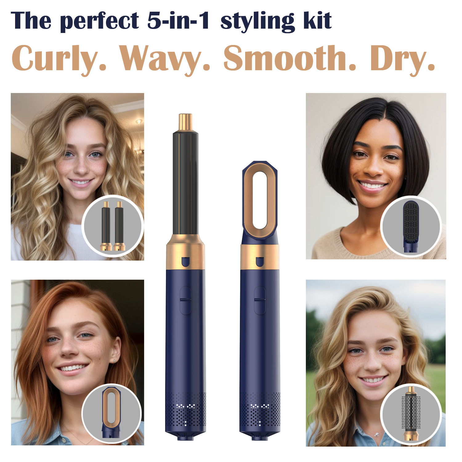 5 In 1 Hot Comb Set Professional Curg Iron Straightener Styg Tool For Dyson Airwrap Hair Dryer Household