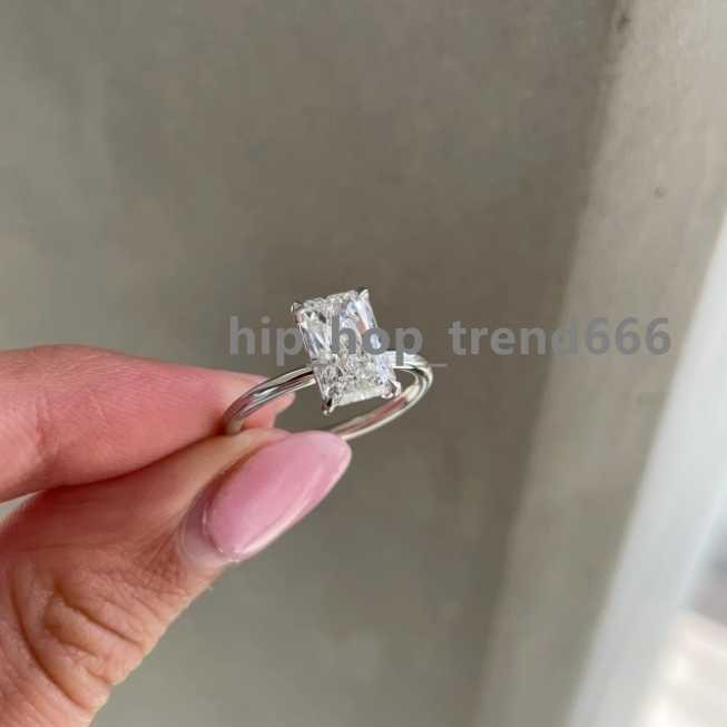 ZUANFO Fine Jewelry Elegant 14k Gold Purity Ring Women Girls Lab Created Diamond 2ct Radiant Cut Moissanite Wedding Ring