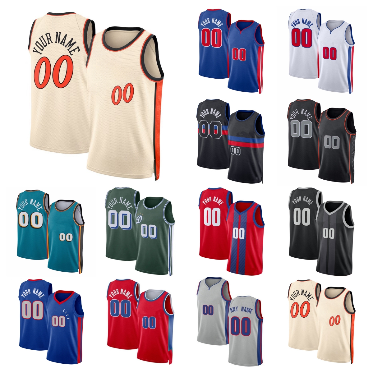 Piston Basketball Jersey Alondes Williams Wendell Moore Jr Marcus Sasser Paul Reed Cole Swider Daniss Jenkins Cade Cunningham Jaden Ivey Malik Beasley Women Youth