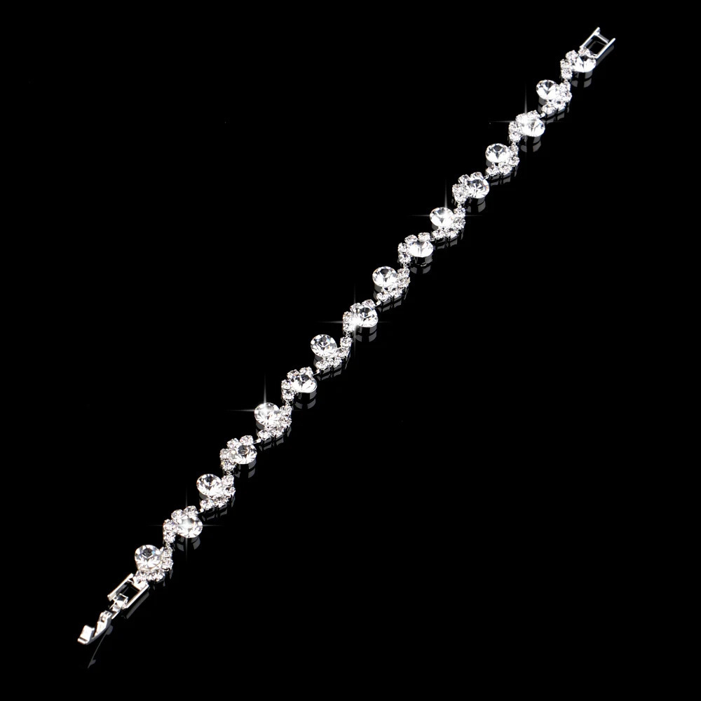 BLIJERY Fashion Crystal Bridal Jewelry Sets Silver Color Geometric Choker Necklace Earrings Bracelet Wedding 250103z
