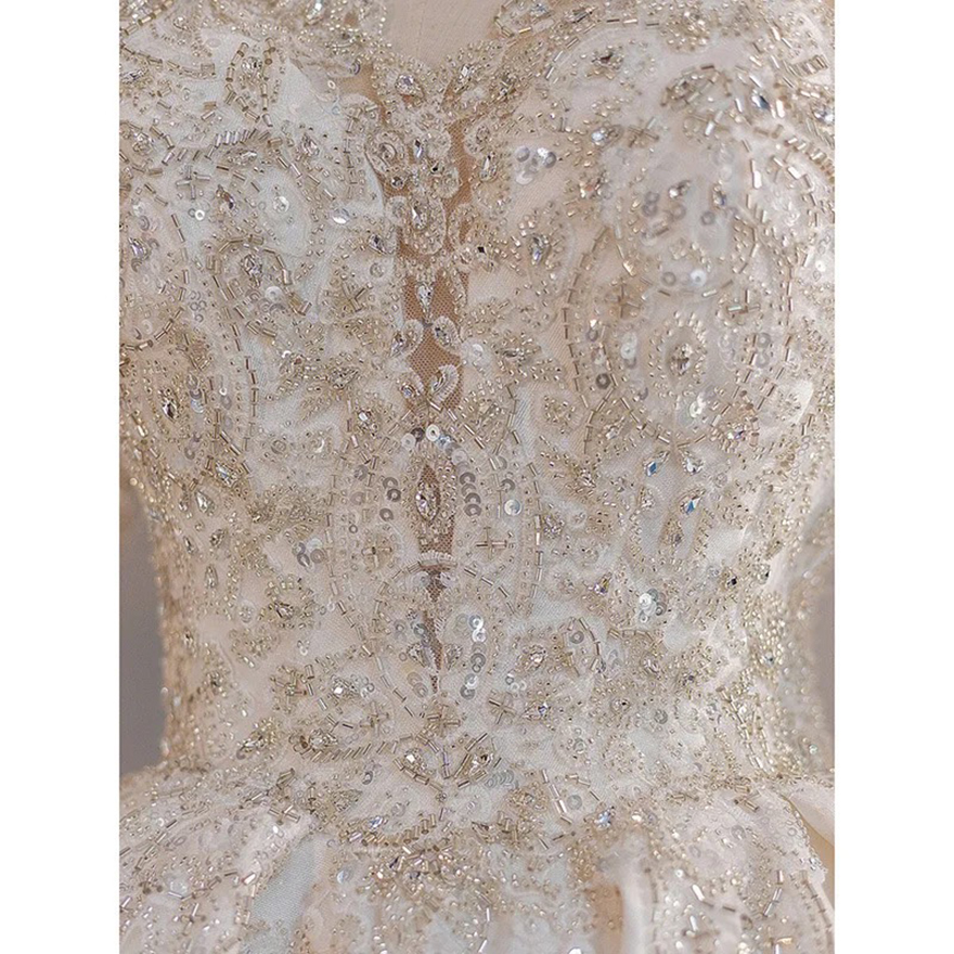 Customized Ball Gown Wedding Dresses Women Beading Sequins V-Neck Long Sleeves Bridal Gowns Vestido De Noiva robe de mariee