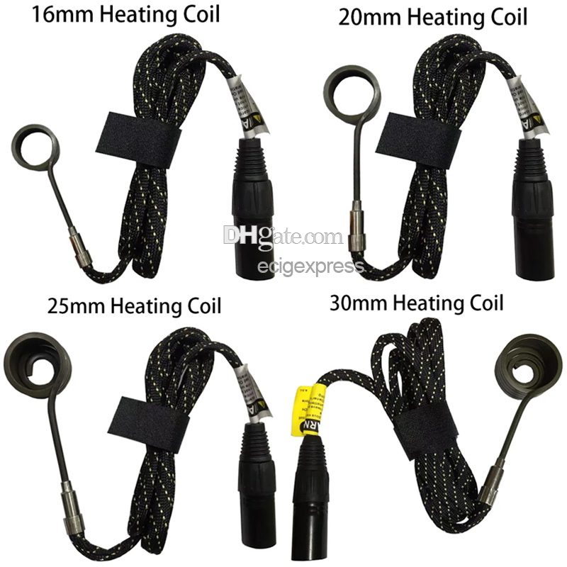 Electric Smoking Enails Dab Heating Coil 30mm 25mm 20mm 16mm Dabber Rigs Heater Tool With Wire Heat Nail Coils With Cord For PID E-Nail Temperature Control Box