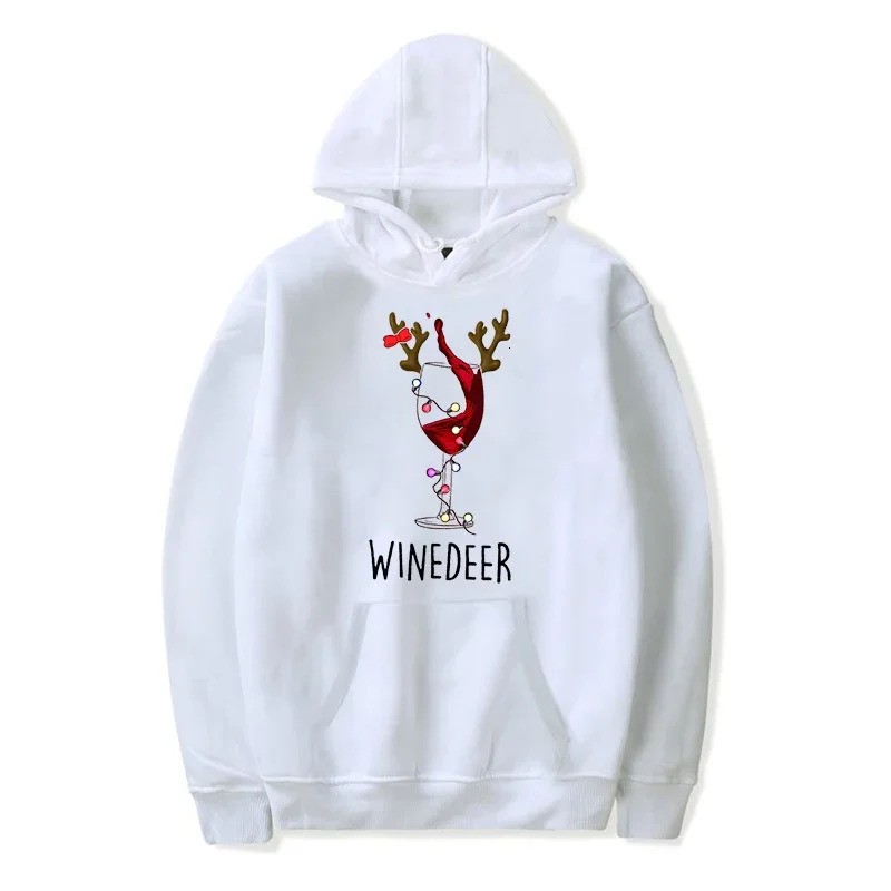 Womens matching Christmas hoodie Winedeer Reinbeer printed fun beer pattern jacket loose and fashionable couple Christmas sweater 241127