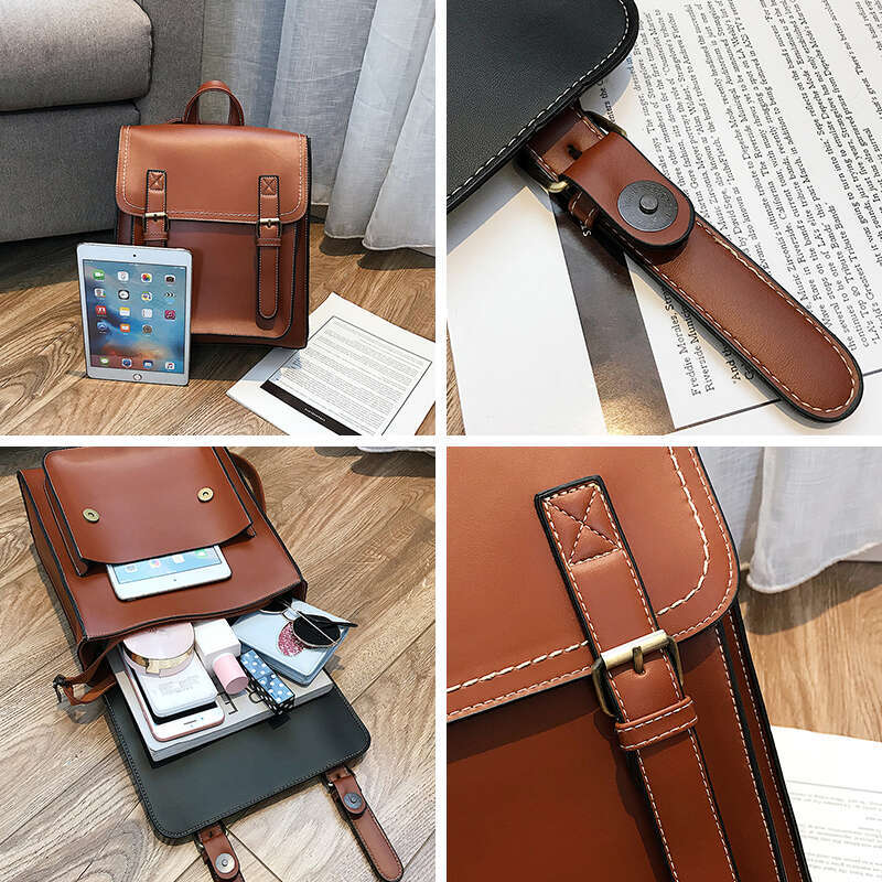 Vintage Female Pu Leather Women's Backpack Fashion School for Girls High Quality Leisure Shoulder Bag Sac A Dos