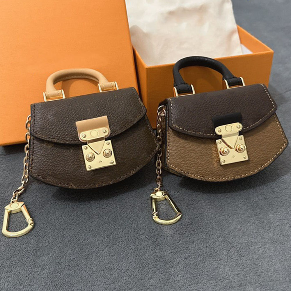 2Style Bag Model Keychain Key Chains & Ring Holder Splicing Brown Flower Print Geometry Keychains Lanyards For Porte Clef Gift Men Women Car Bag Pendant Accessories