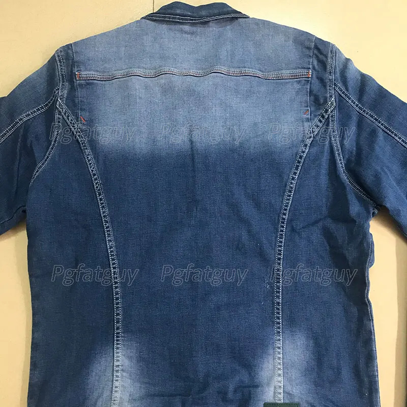 Mens simple slim fit elastic denim suit long sleeved jacket and pants business casual denim suit spring day outfit 2 pieces 241209