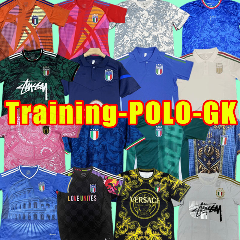 2024 2025 Italy Soccer Jerseys Maglie Da Calcio TOTTI VERRATTI CHIESA Italia 24 25 Men Football Shirts T LORENZO goalkeeper training DONNARUMMA POLO