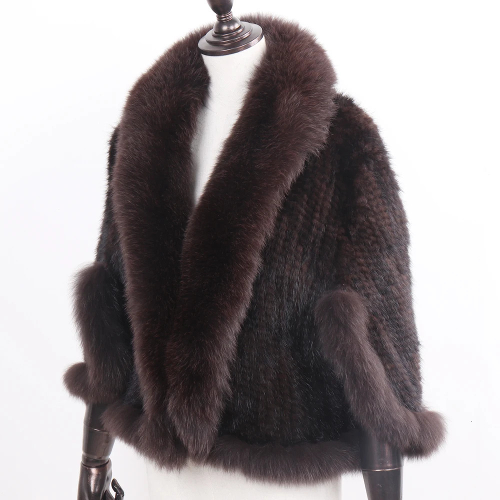 Real Mink Fur Poncho Knitted 100% Natural Real Mink Fur Shawl Natural Fox Fur Collar Pashmina Autumn Winter Mink Fur Scarfs 241127