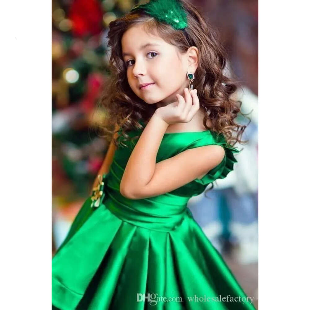 High Vintage Low Green Emerald Girls Pageant Dresses Ruffles A Line Kids Birthday Party Wear Charming Child Communion Gowns Ba