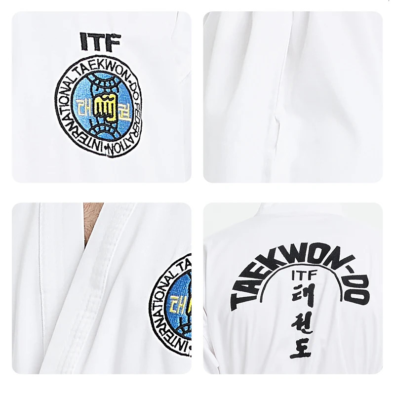 ITF Taekwondo Uniform White TKD Dobok Clothing rens Unisex Martial Arts Training Set 241127