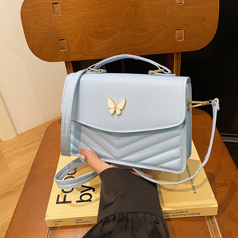 Women Stylish New Butterfly Embroidery Sg Fashion PU Leather Shoulder Bag Portable Large Capacity Handbag