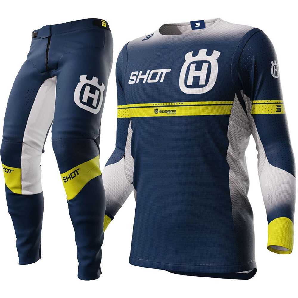 Racing Sets 2024 husqvarna Motocross Gear Set Top Off Road MX Combo Navy Moto Jersey And Pant S2411284