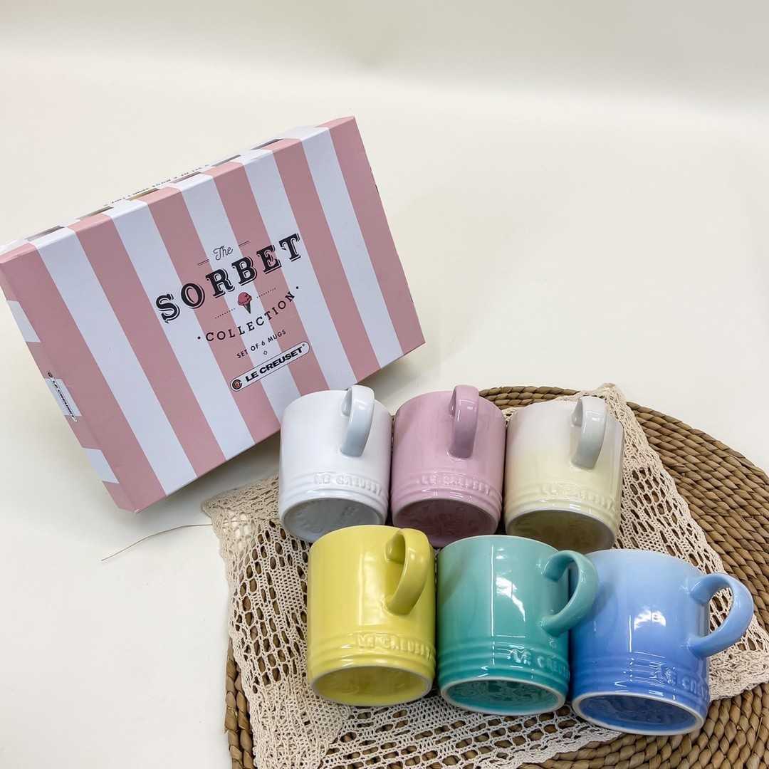 le creuset Candy Rainbow Mug 6-piece gift box Ice Cream mug Milk mug Water mug X241128