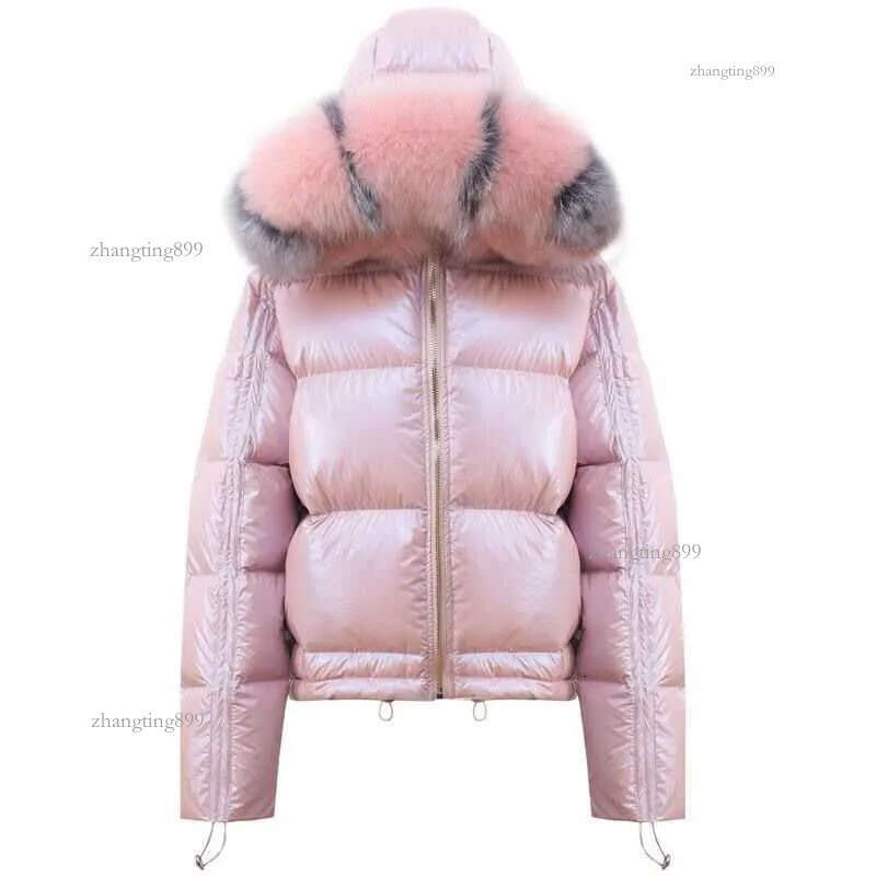 Real Fur Coat Natural Collar Winter Jacket Women Loose Short Down White Duck Thick Warm Parka 211018