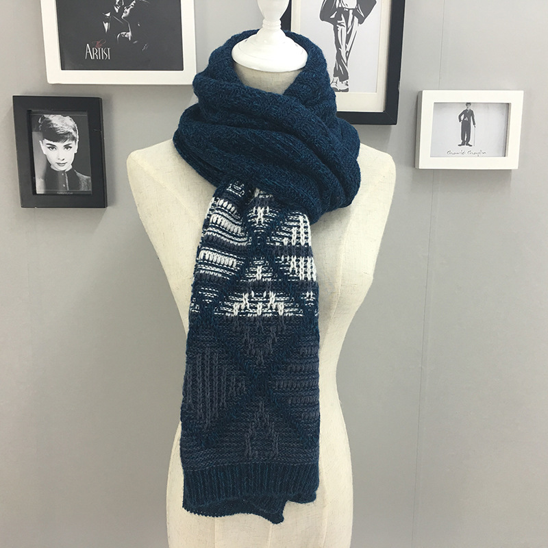 Autumn and Winter New Fashionable Warm Splicing Scarf Extended Scarf Men's Scarf Wholesale