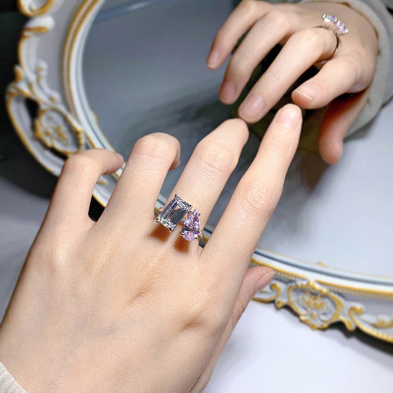 Genuine 100% S Sterling Sier Wedding Rings Jewelry Water Drop White Moissanite Dia Party Eternity Elegant Women Engagement Band Ring Gift