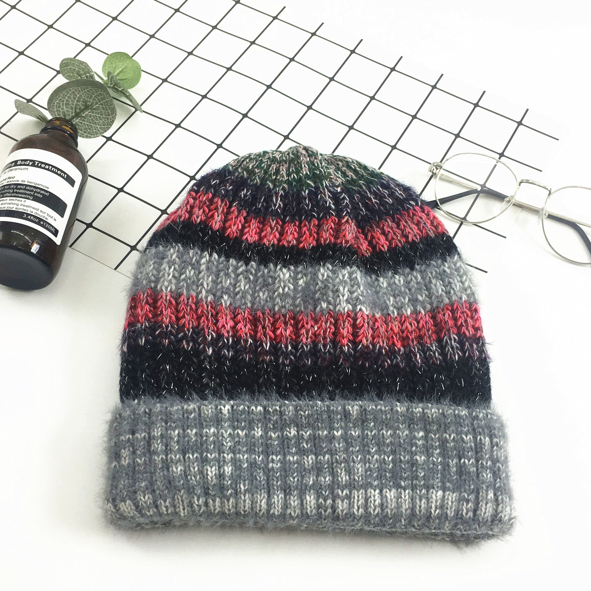 Hat Women's Autumn/Winter Korean Edition Trendy Plus Velvet Warm Knitted Hat Windproof Collar Versatile Cycling Ear Protector Knitted Hat