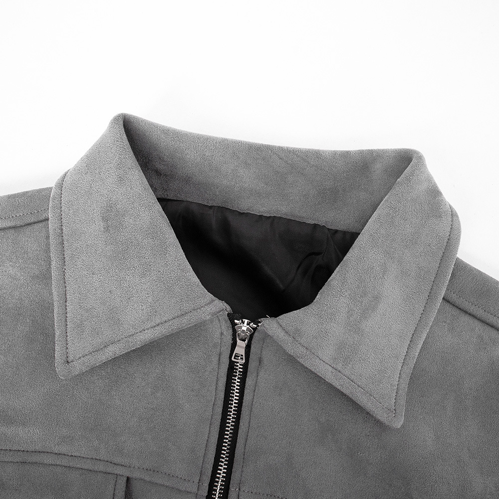 M10254 Multi-pocket work jacket autumn and winter loose solid color lapel coat