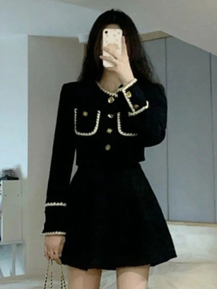 Traf Women Vestidos Coquette Skirt Sets Pocket Long Sleeve Crop Jackets High Waist Mini Skirts Outfits Suit Female Clothing 240423
