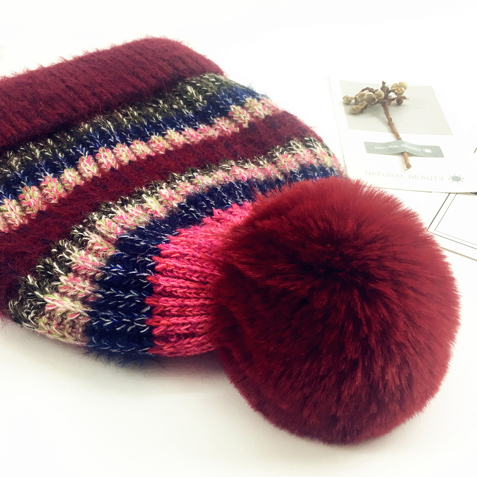 Hat Women's Autumn/Winter Korean Edition Trendy Plus Velvet Warm Knitted Hat Windproof Collar Versatile Cycling Ear Protector Knitted Hat