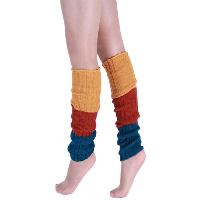 Autumn and winter woolen sock covers women's tricolor spliced jacquard leg covers versatile and warm knitted woolen pile sock covers wholesale