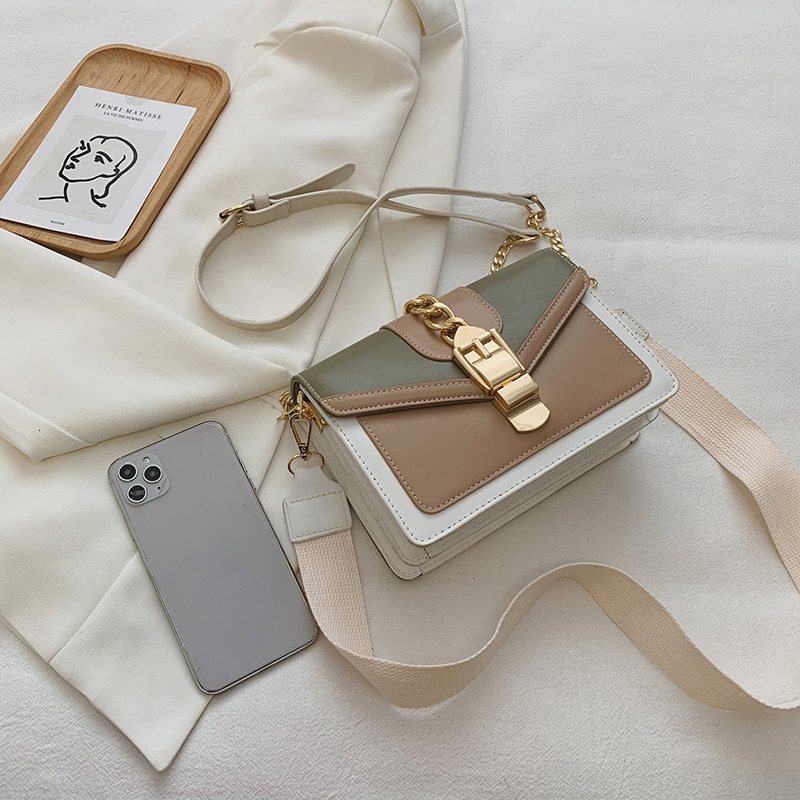 New fashionable women's one-piece casual splicing small square shoulder design crossbody bag travel bag and designer handbag