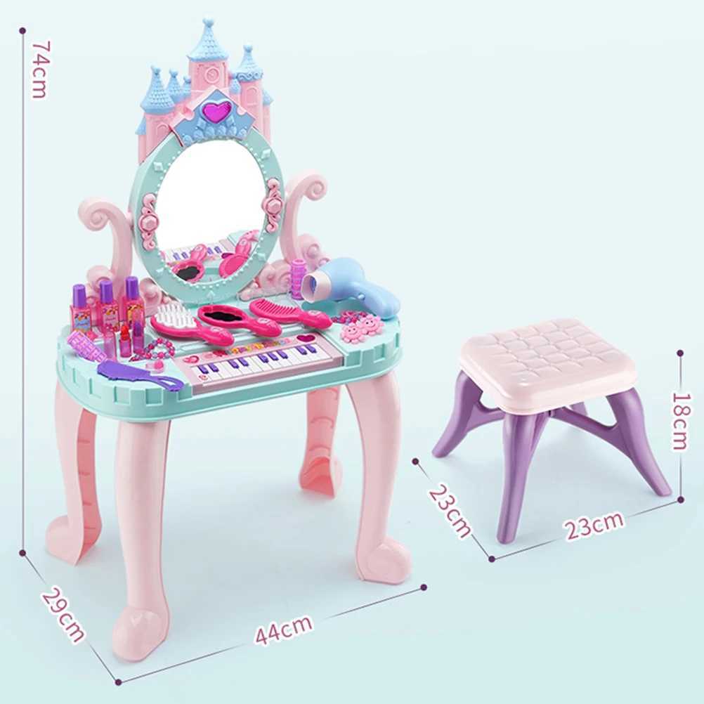 Novelty Kids Beauty Makeup Dressing Table Pretending to Play Toy Set with Mirror Light Music Sound for Girls 3rd Anniversary Birthday Gift X241128