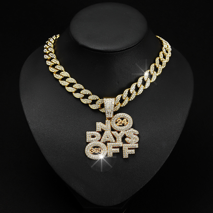Hot Sale Hip Hop Pendant Diamond Cuban Chain Necklace Alloy Full Diamond Pendant Necklace