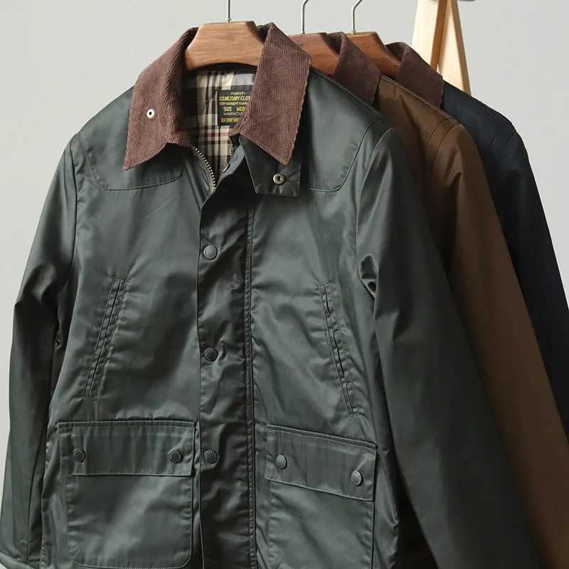 Fashion New retro scroll wax jacket mens simple Mti pocket casual thick cotton pad cargo jacket Y251124