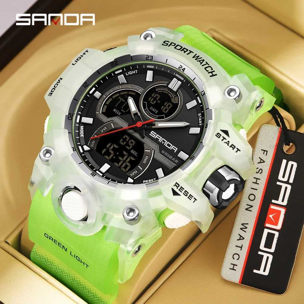 New Arrival SANDA 6198 Fashion Cool Night Light Dual Screen Mti Function Outdoor Sports Waterproof Mens Ectronic Z241128