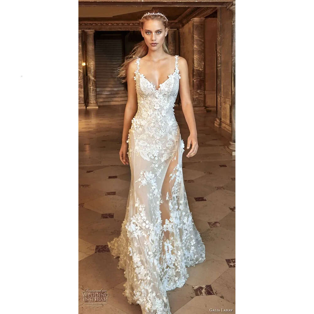 Sexy Sheer Gorgeous Mermaid Dresses See Through Backless Bridal Gowns Full Floral Lace Wedding Dress Vestidos De Noiva