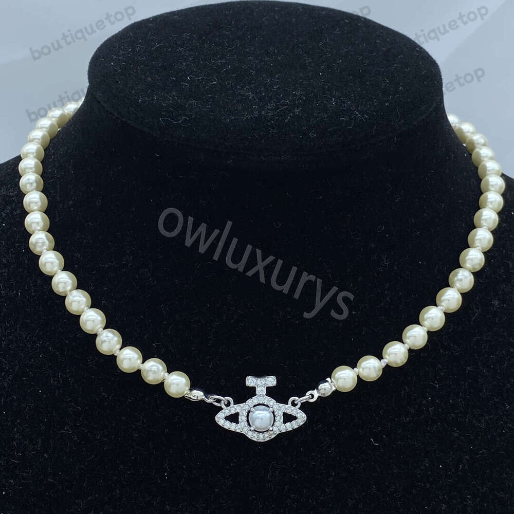 luxury Brand vivenne Designer Pendant Necklaces Letter vivvienne westwood Chokers Luxury Women Jewelry Metal Pearl Necklace Cjeweler For Woman Chain 91