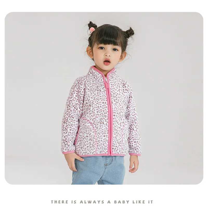 Tench coats 2-8T New Arrival Leopard Print Girls Winter Fleece Jackets Zipper Cute Hot Selling Thick Baby Coats Childrens Costume Outwear H241127