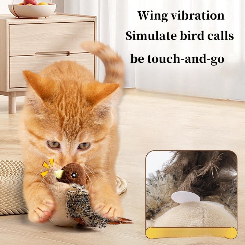 2025 New Cat Toy Touching Sensing Sound Teasing Stick Plush Simulation Little Bird Hedgehog Finless Porpoise Teeth Grinding for Self pleasure and Rela