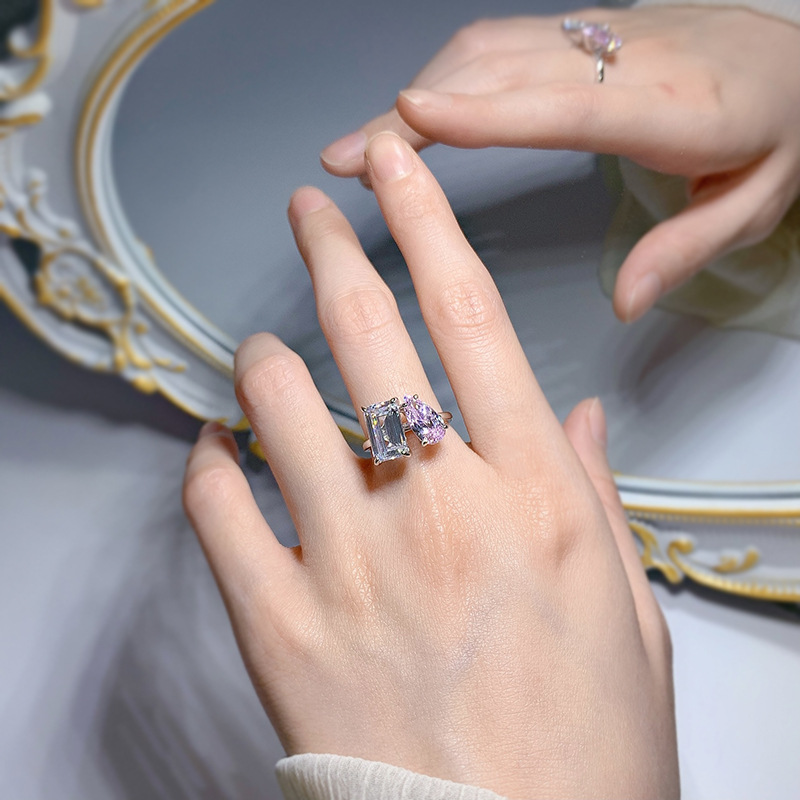 Genuine 100% S Sterling Sier Wedding Rings Jewelry Water Drop White Moissanite Dia Party Eternity Elegant Women Engagement Band Ring Gift