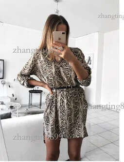 Women Sexy Leopard Snake Print Striped Long Sleeve V-Neck Dress Ladies Casual Empire Mini Dresses Above Knee Length