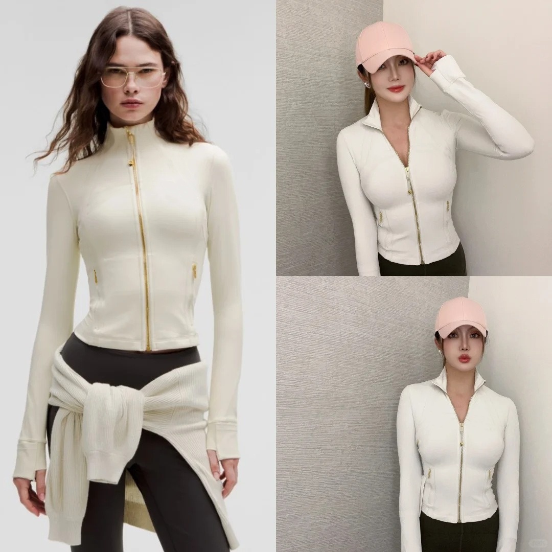 Womens workout jacket gold zipper sports jacket fitness gym jacket sportswear running sports top solid color zipper training sportswear jogging sportswear
