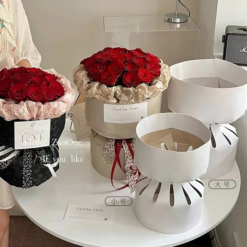 10pcs Kraft Paper Flowers Package Round Bouquet Stereotype Rose Lining Wrapping Paper Flower Shop Materials Auxiliary Tool 240426