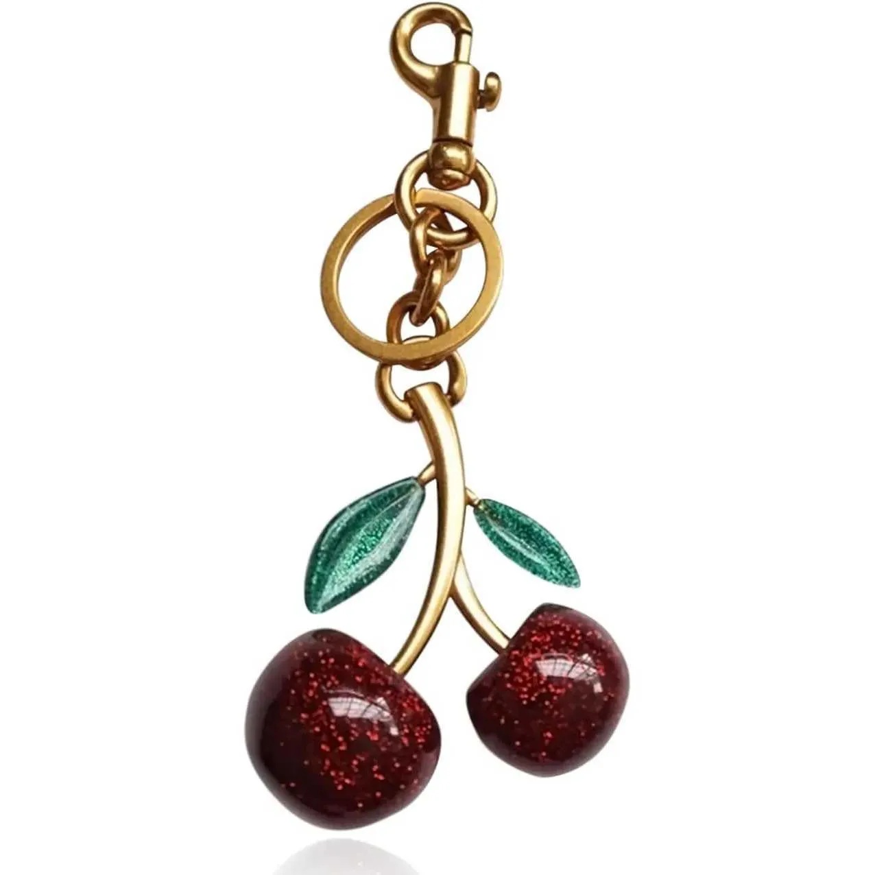 cherry bag charm keychain designer bag charms designer cherry purse handbag women lanyards leather black red pink key ring wallet keychains cherry cha