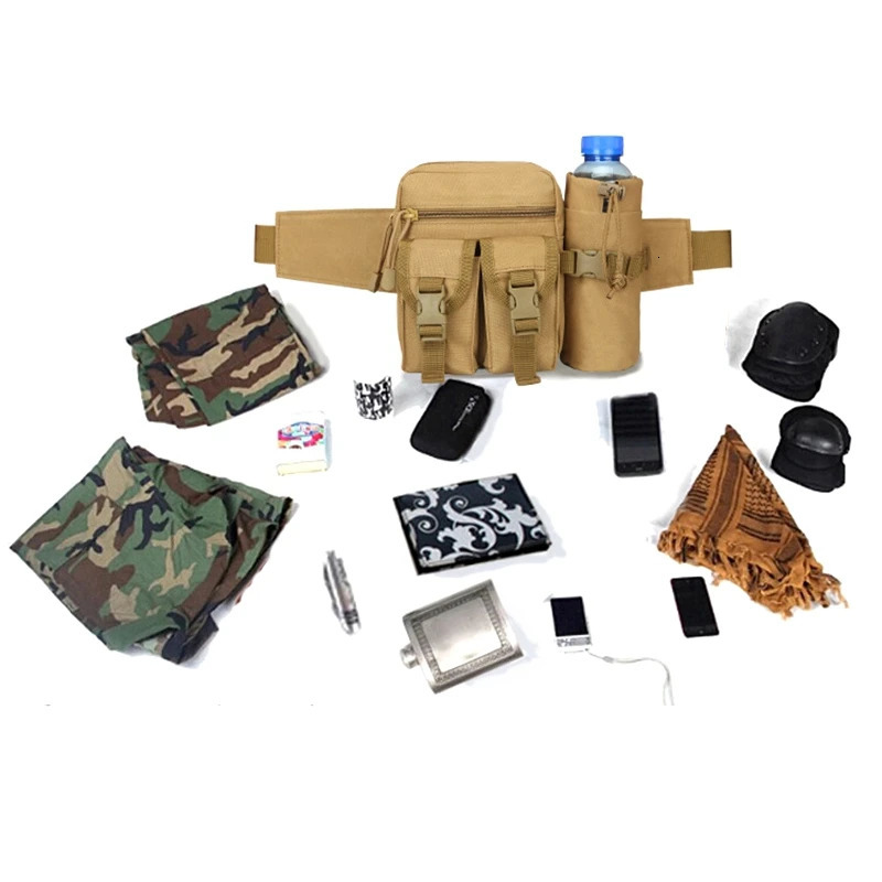 2024 Waist Pack Bag Nylon Hiking Water Bottle Phone Outdoor Sports Hunting Climbing Camp Belt 241115