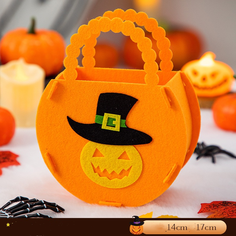 Halloween Party New Handmade DIY Pumpkin Candy Felt Handheld Bag Totes bag