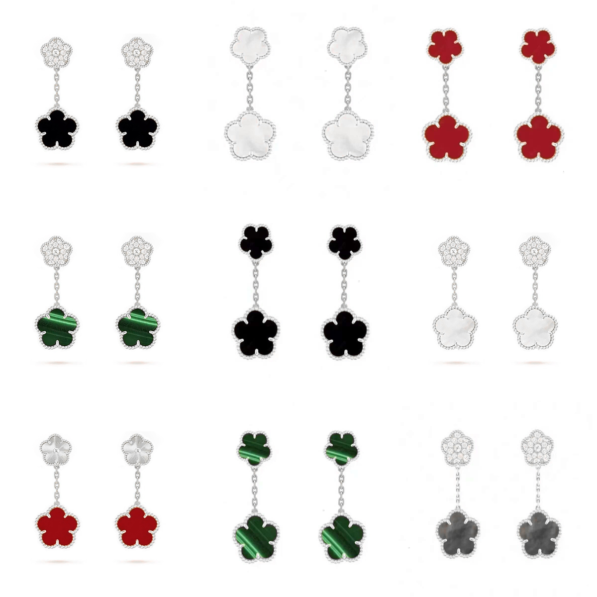 clover earrings luxury jewelry earings designer for women pearl earrings stainless steel jewellery Classic earings sterling silver earring 925 clip earrings gift