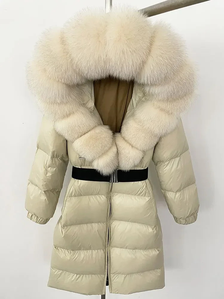 OFTBUY Long Winter Jacket Women Real Natural Fox Fur Collar Hooded Thick Warm 90 White Duck Down Coat Female Streetwear Casual 241128